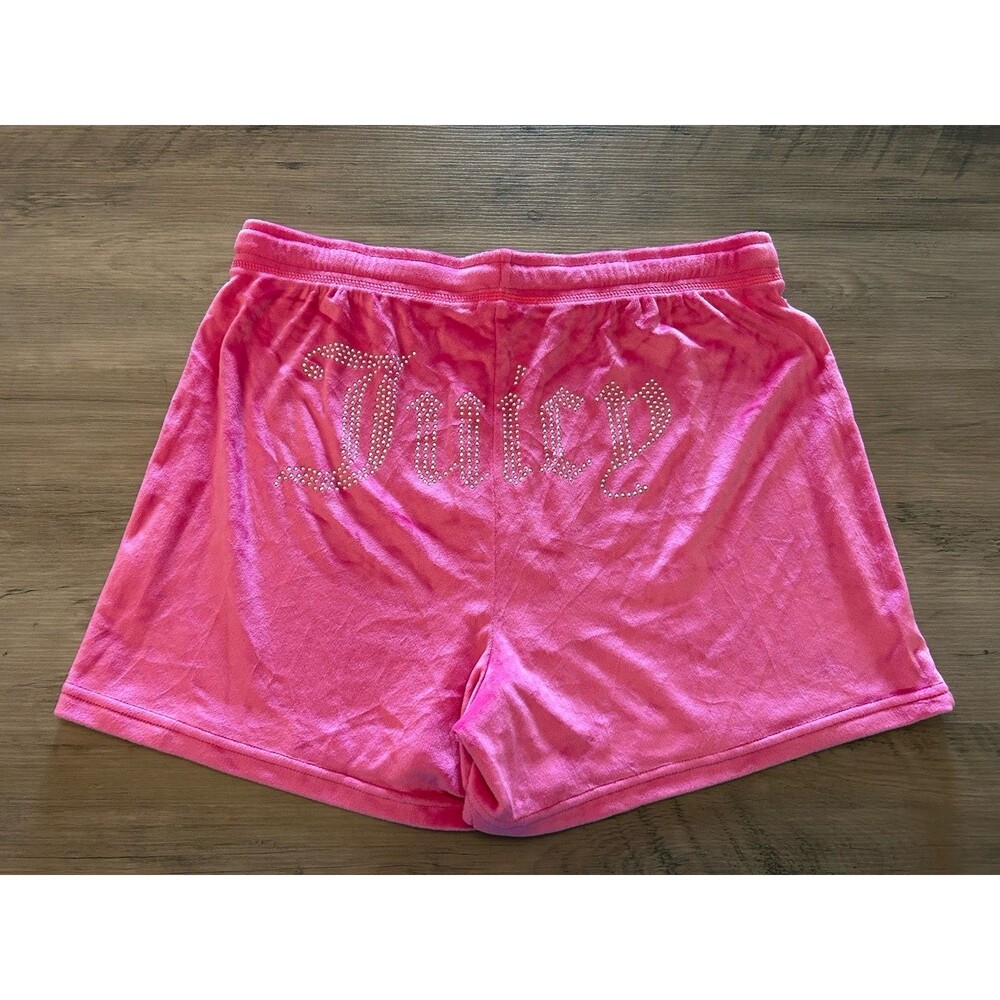 Juicy Couture Pink Velour Shorts Size M Rhinestone Logo